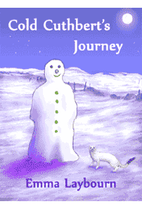 the cover of the free kids' Christmas ebook, Cold Cuthbert's 
Journey, about a snowman that comes alive and learns to walk