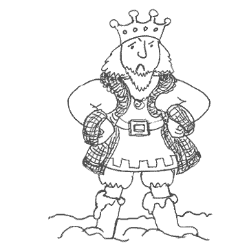 The King with his boots full of custard, from the free kids' ebook The Marvellous Moat