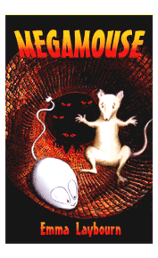 the cover of the children's ebook Megamouse by Emma Laybourn, about a computer 
mouse that comes to life