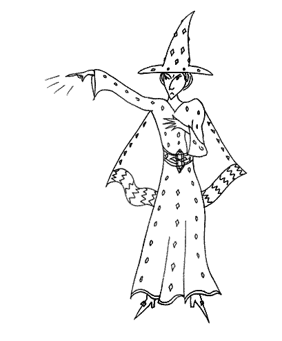 The new witch of Custard Castle looks very stern as she casts a spell