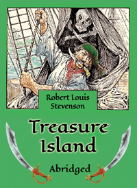 the cover of the abridged ebook of Treasure Island by Robert Louis Stevenson, free to download in pdf, epub and mobi